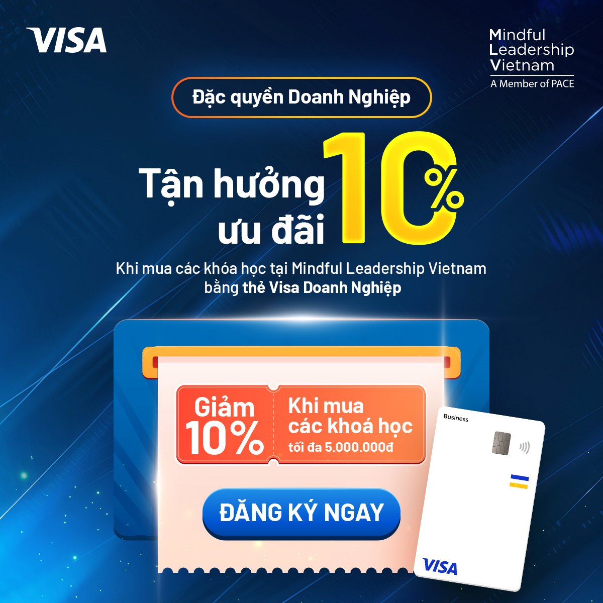 GIẢM 10% CÁC CHƯƠNG TRÌNH ĐÀO TẠO khi thanh toán bằng thẻ VISA Doanh nghiệp